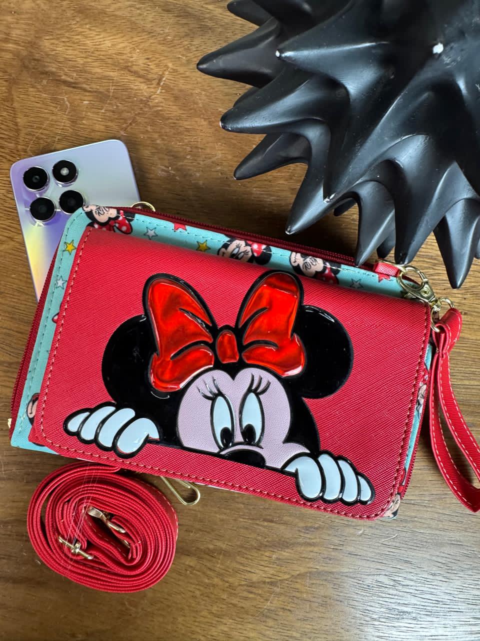 PORTACELULAR PERSONAJES MINNIE MOUSE ROJO/MENTA