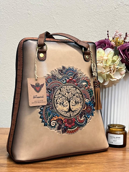 DB MOCHILA CAPRI ARBOL DE LA VIDA CAPUCHINO