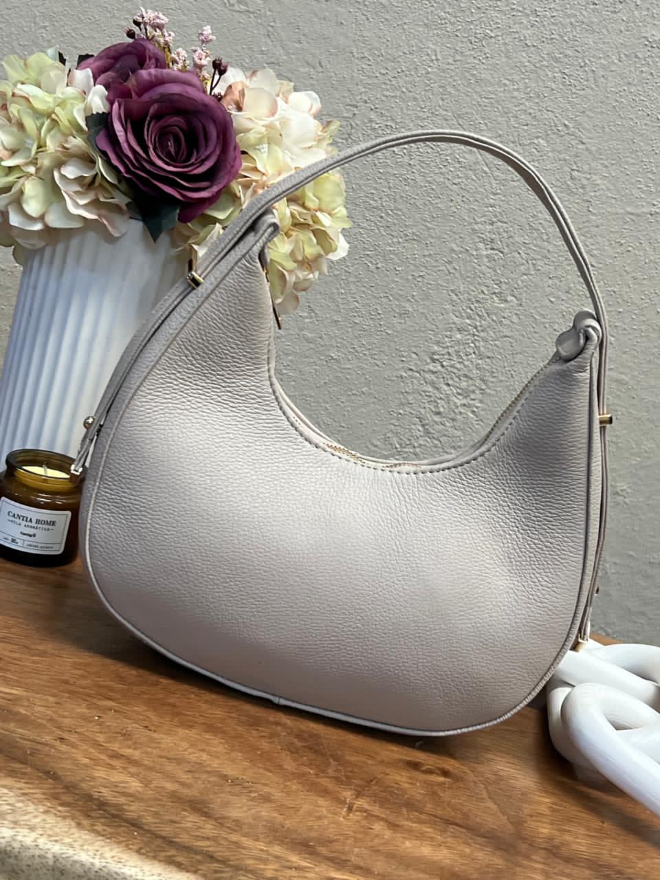 BOLSO 100% PIEL MARSELLA HUESO