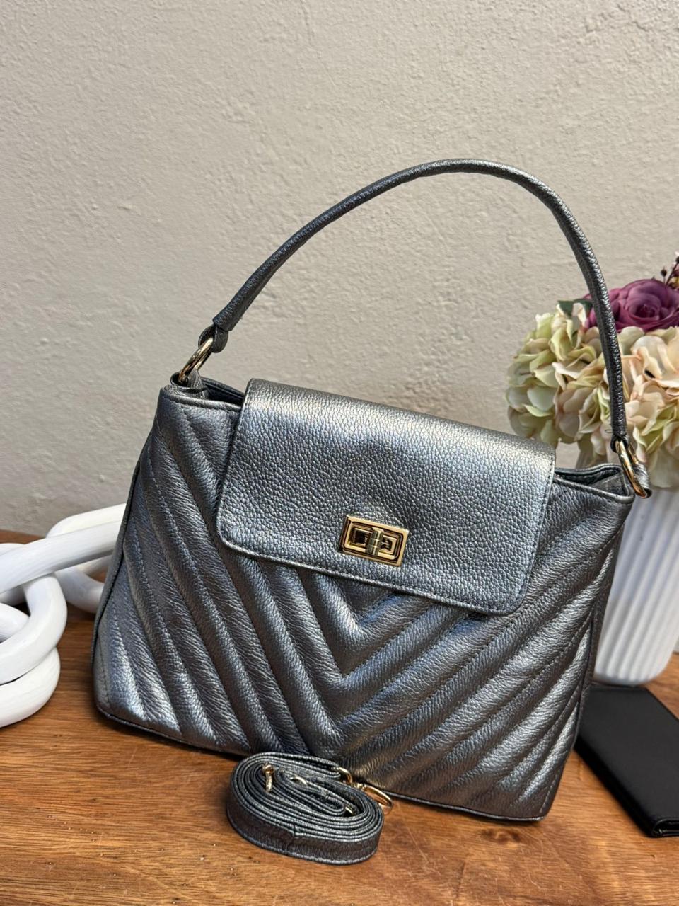 BOLSO 100% PIEL POLONIA ANTIMONIO