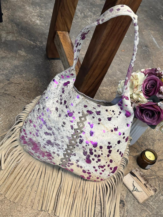 BOLSA ALYSSA PINTADA/TEJIDA FIUSHA METALICO BARBAS ARENA