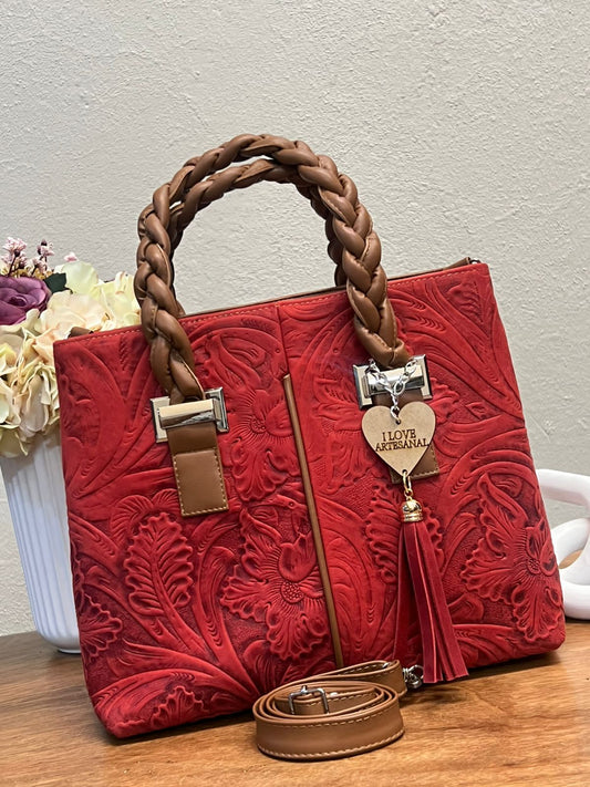 BOLSA ELIZABETH PIEL GRASO ROJO
