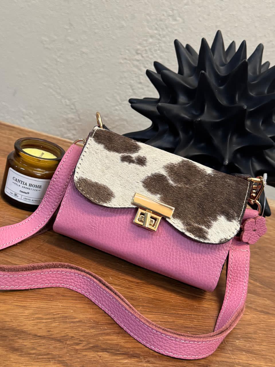 MINI BOLSO PELO VARIABLE PIEL ROSA