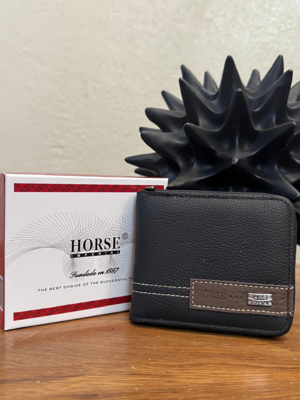 CARTERA HORSE CIERRE PIEL NEGRO