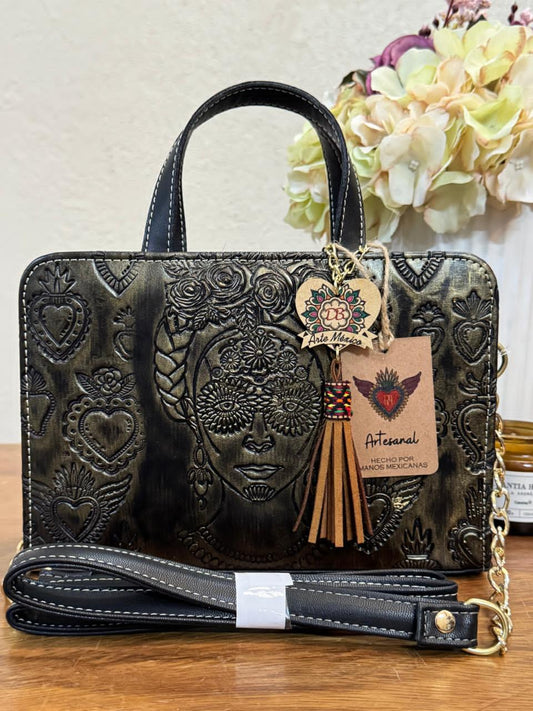 DB CROSSBODY FRIDA NEGRO-BRONCE