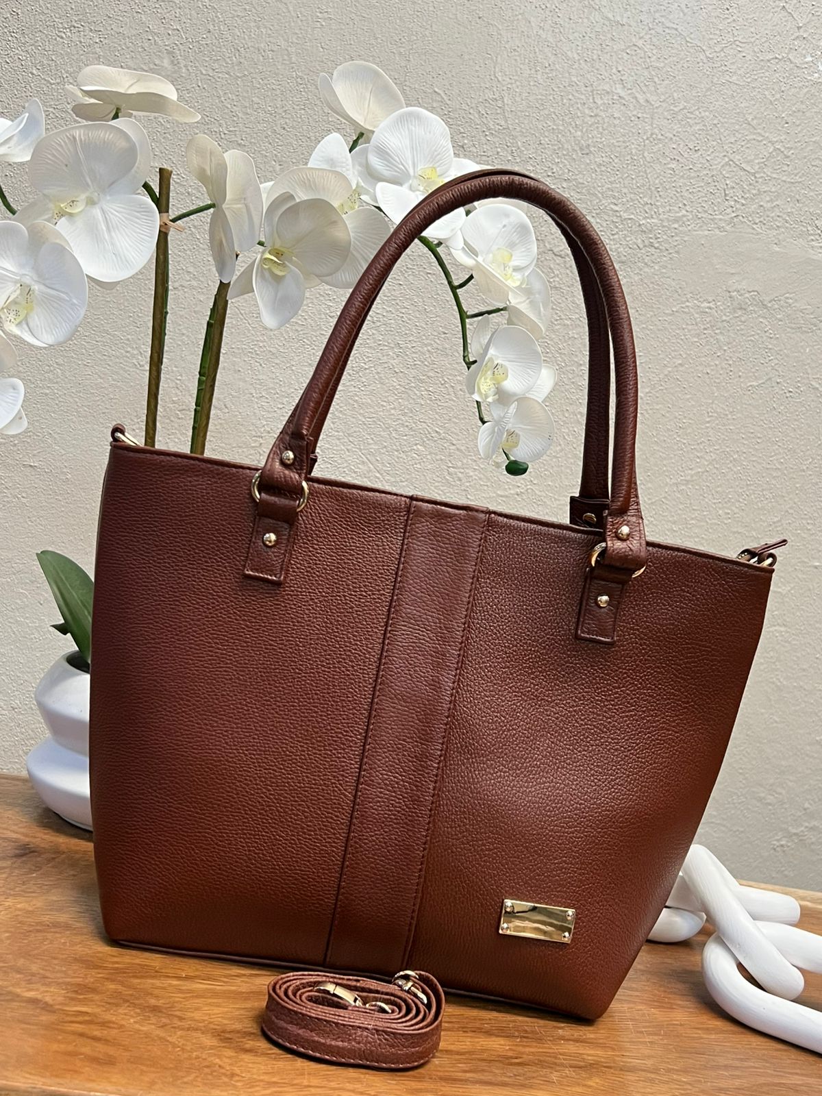 BOLSO 100% PIEL MADRID MARRON
