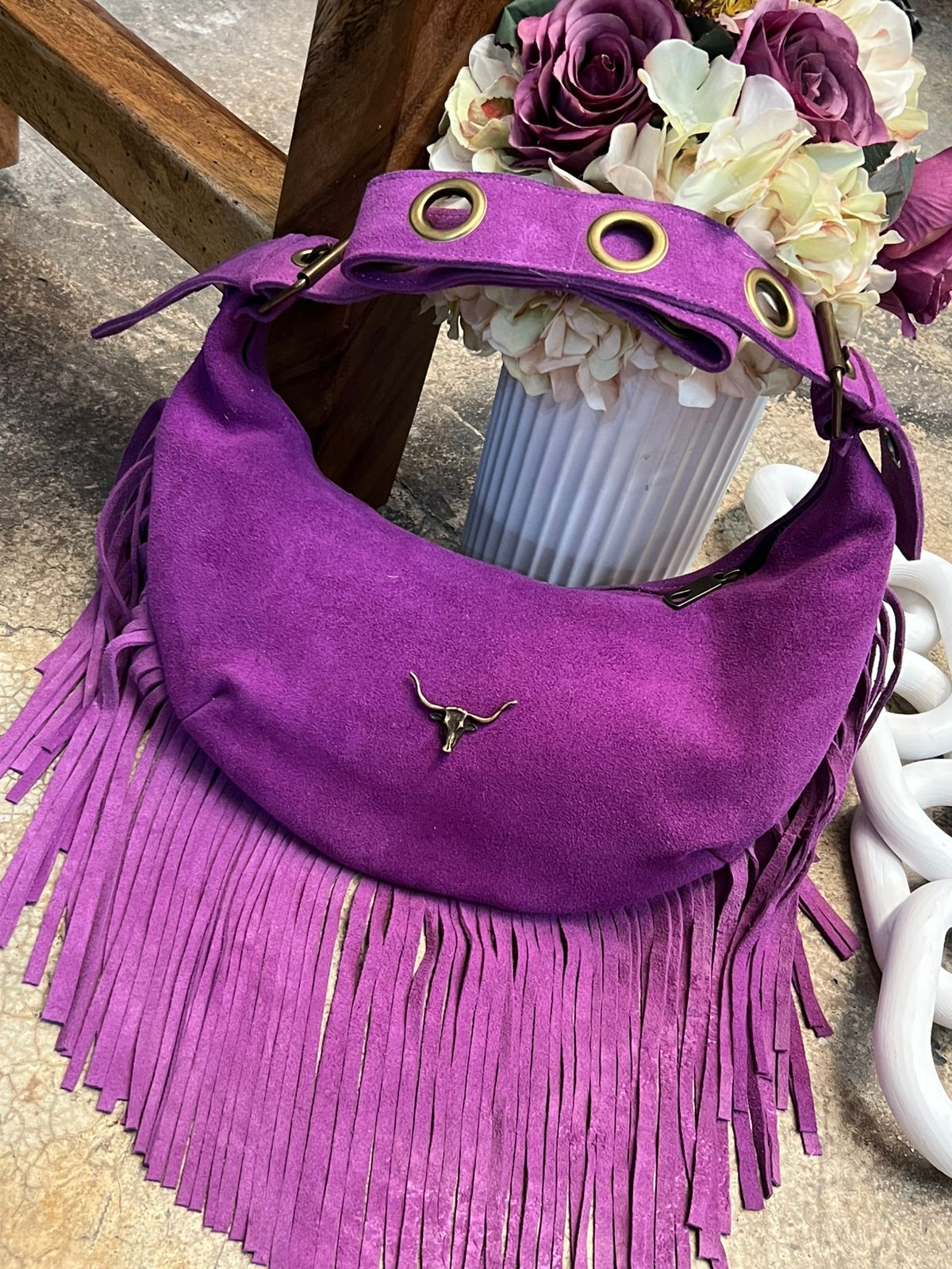 BOLSO BOHO CHIC BARBAS LILA
