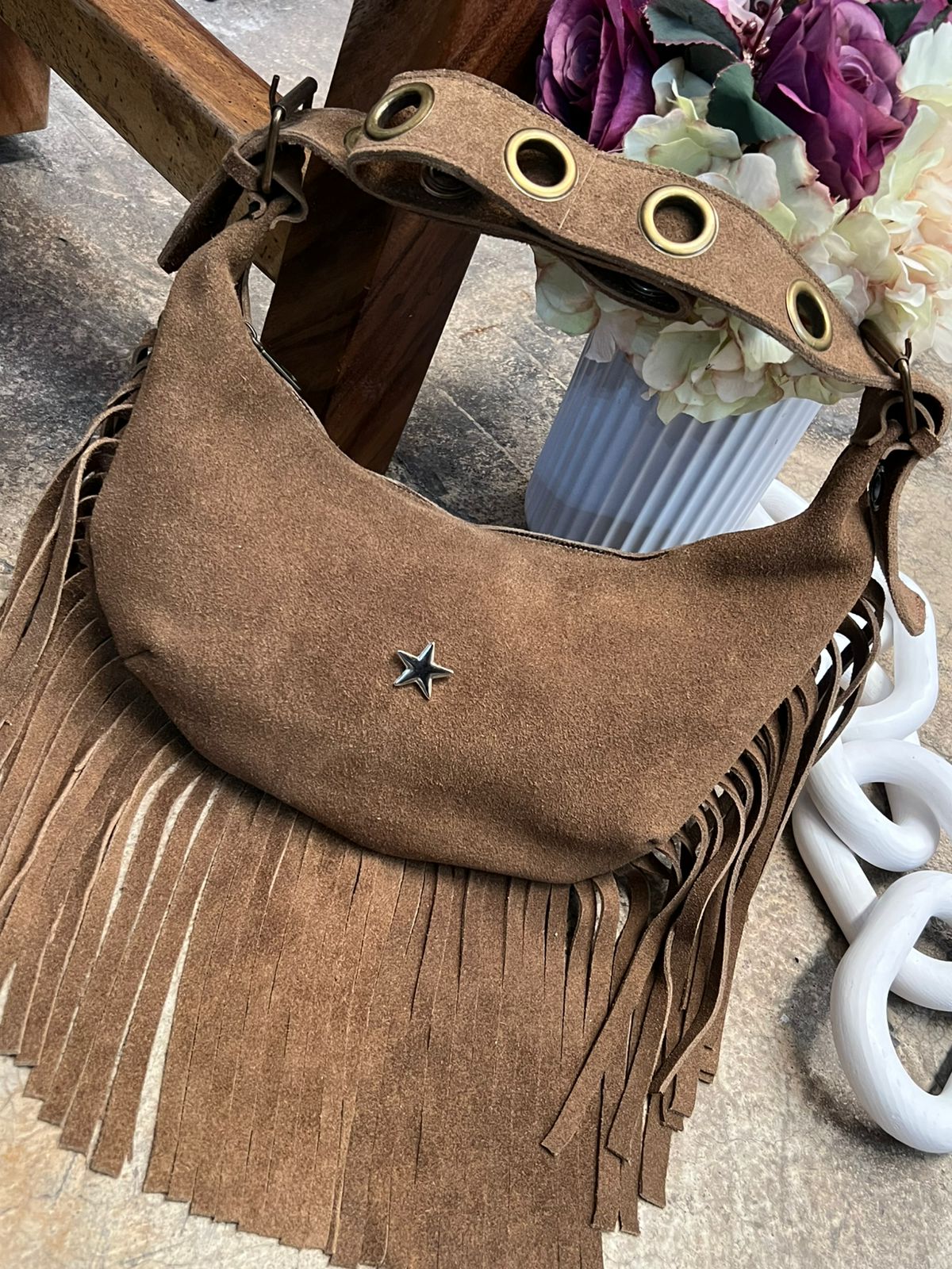 BOLSO BOHO CHIC BARBAS CANELA