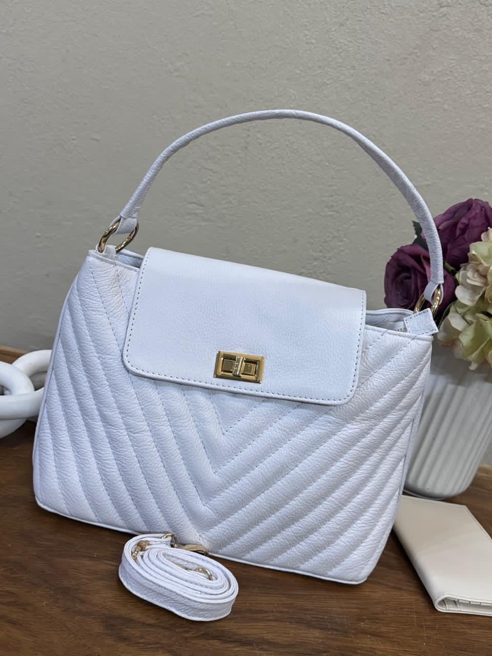 BOLSO 100% PIEL POLONIA BLANCO