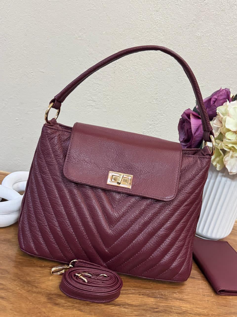 BOLSO 100% PIEL POLONIA VINO