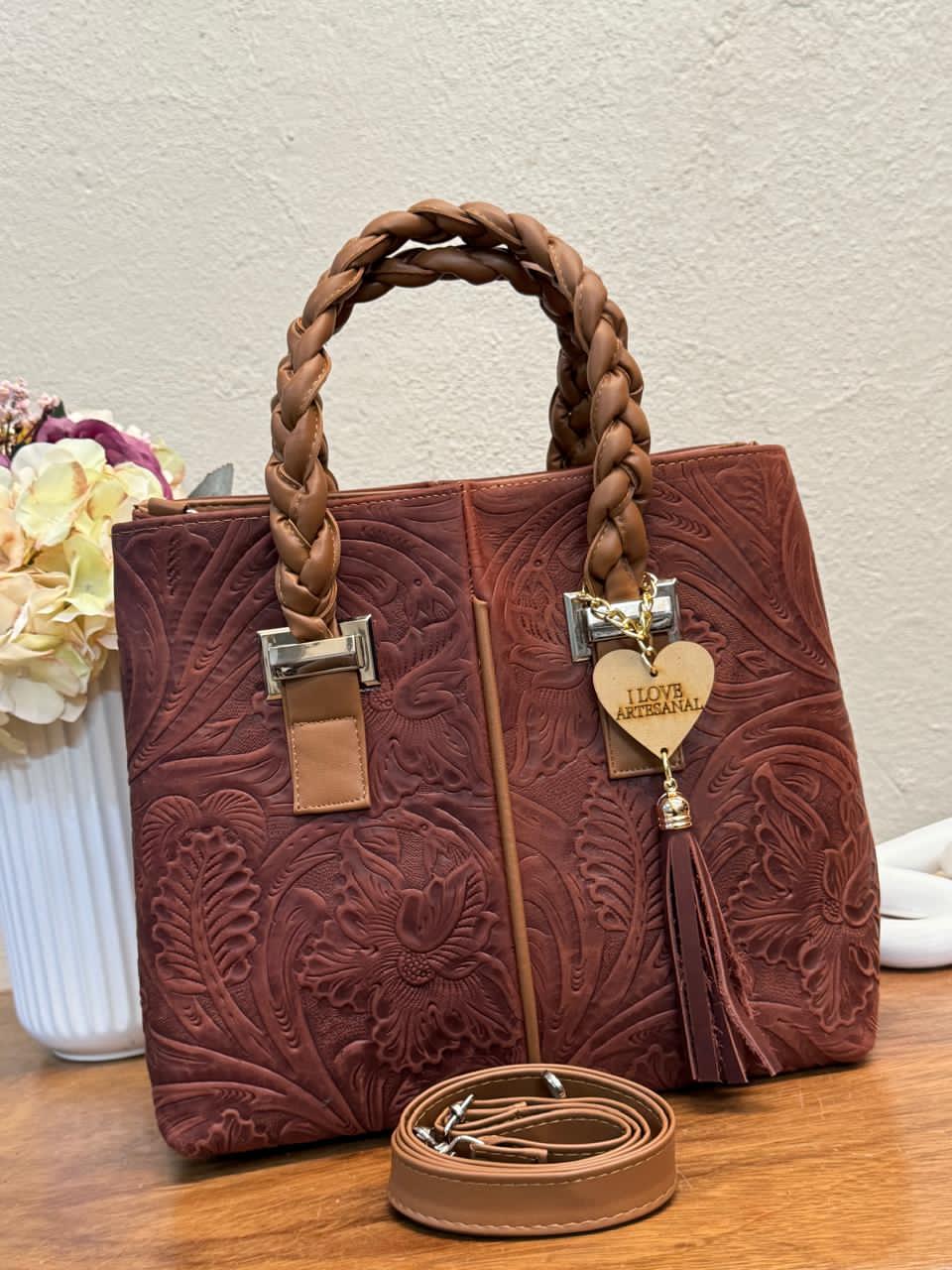 BOLSA ELIZABETH PIEL GRASO MARRON