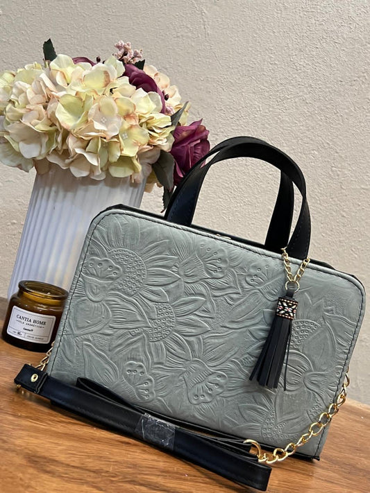 CROSSBODY DOBLE CARA GIRASOLES GRIS