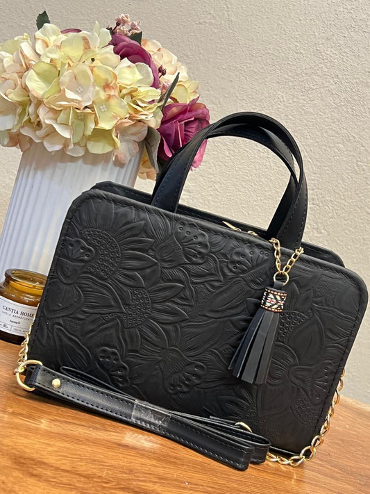 CROSSBODY DOBLE CARA GIRASOLES NEGRO