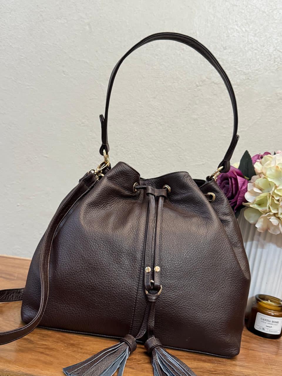 BOLSO 100% PIEL GINEBRA CAFE