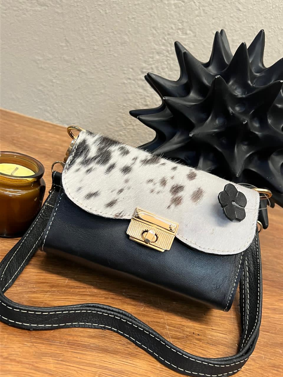 MINI BOLSO PELO VARIABLE PIEL NEGRO
