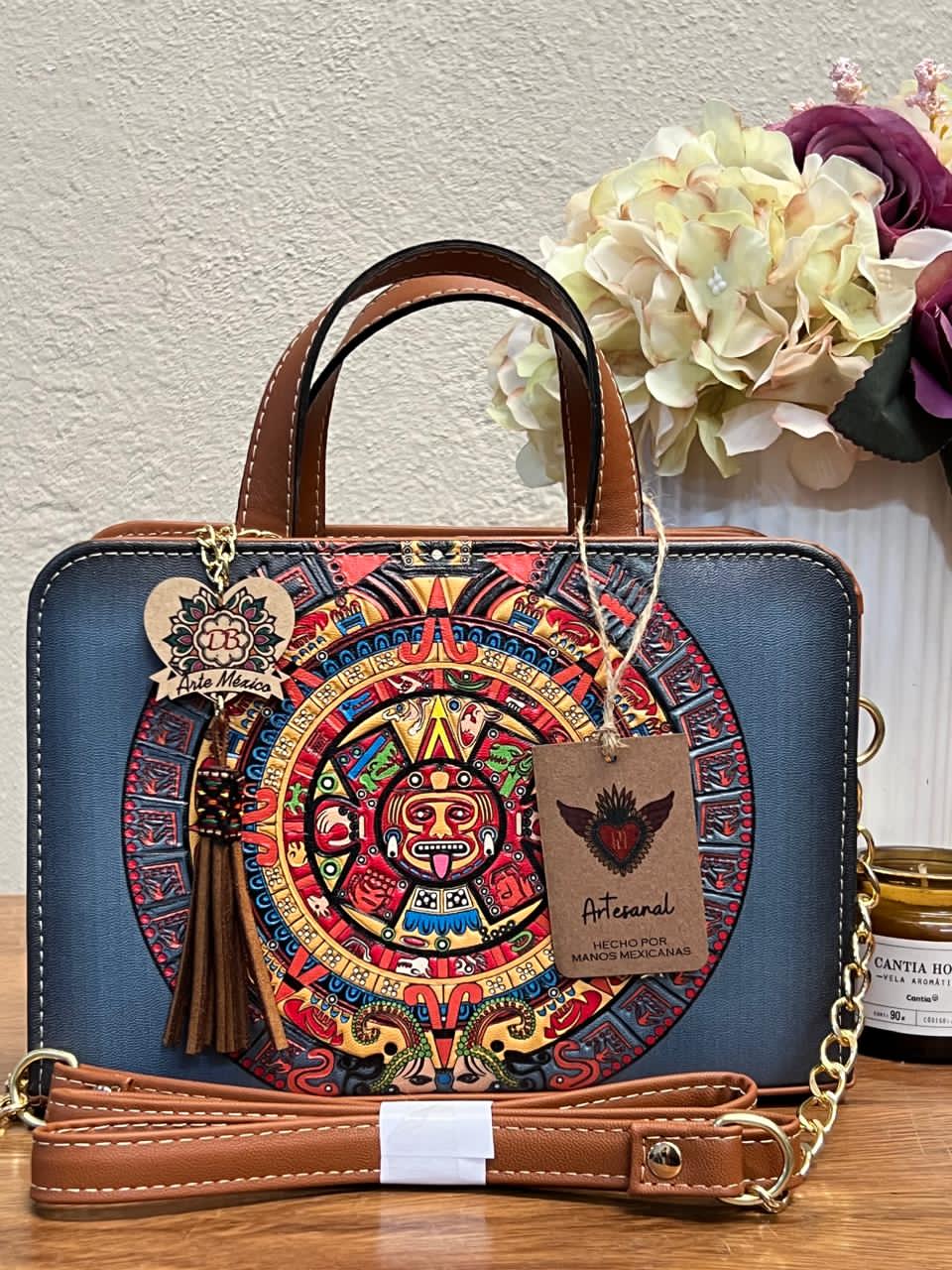 DB CROSSBODY CALENDARIO AZTECA AZUL