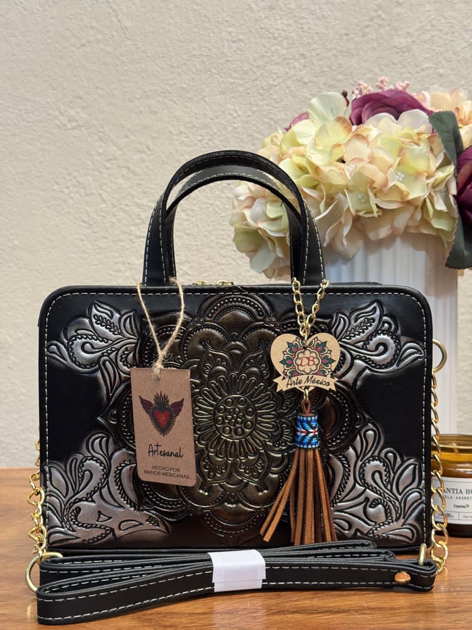 DB CROSSBODY MANDALA NEGRO DORADO-PLATA