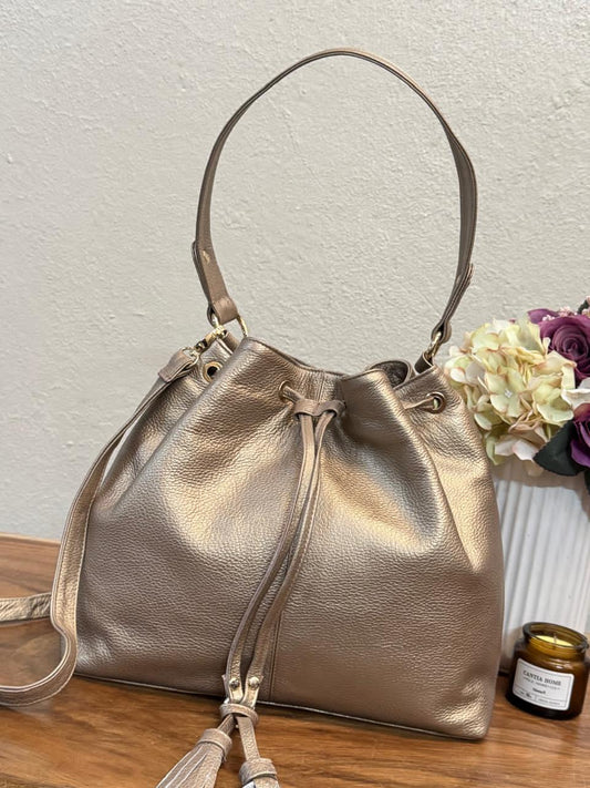 BOLSO 100% PIEL GINEBRA ORO INGLES