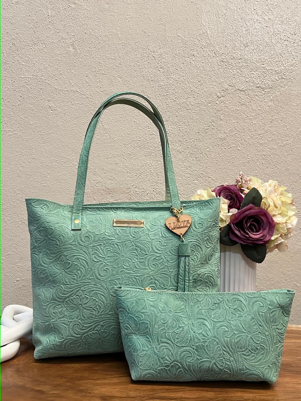 DUO SABRINA GDE GRABADO DE FLORES JADE