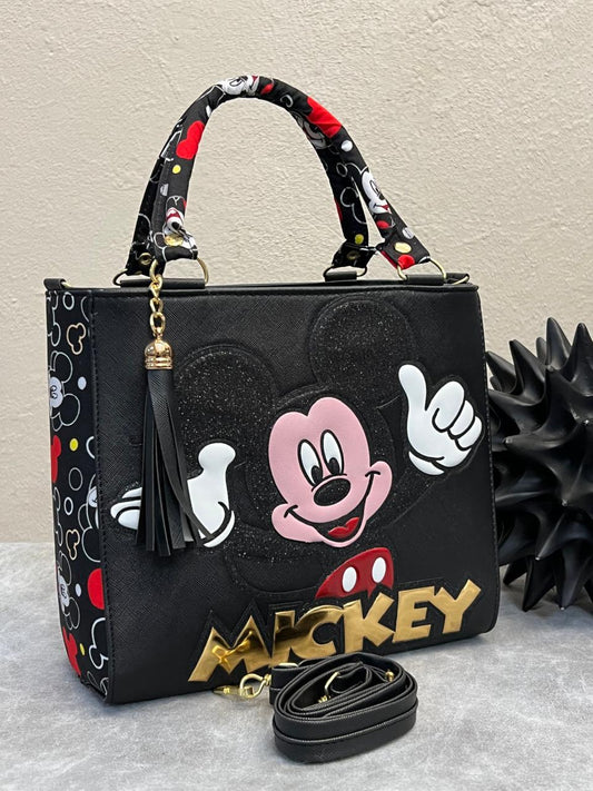 BOLSO CUADRADO PERSONAJES MICKEY NEGRO
