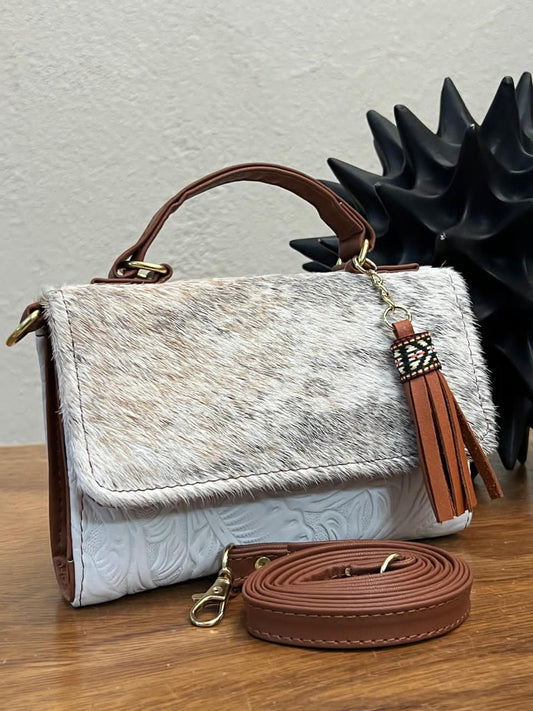 CROSSBODY DELIA 1 CHICA PELO VARIOS FLORES BLANCO
