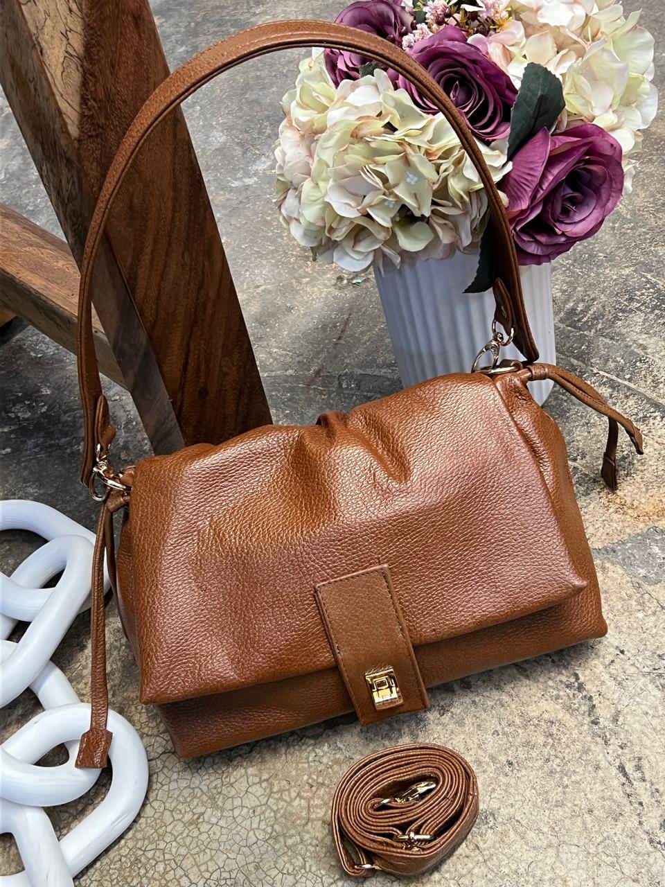 BOLSO 100% PIEL LETONIA MIEL EFECTO