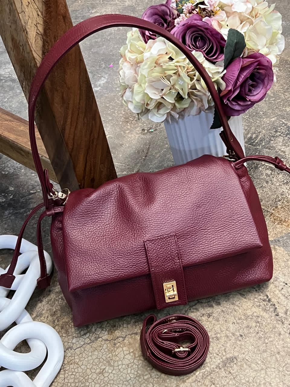 BOLSO 100% PIEL LETONIA VINO