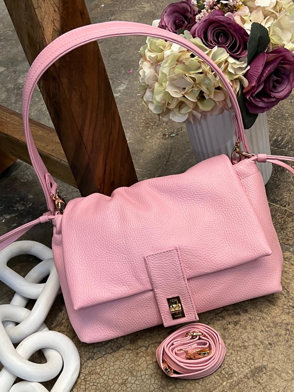 BOLSO 100% PIEL LETONIA ROSA
