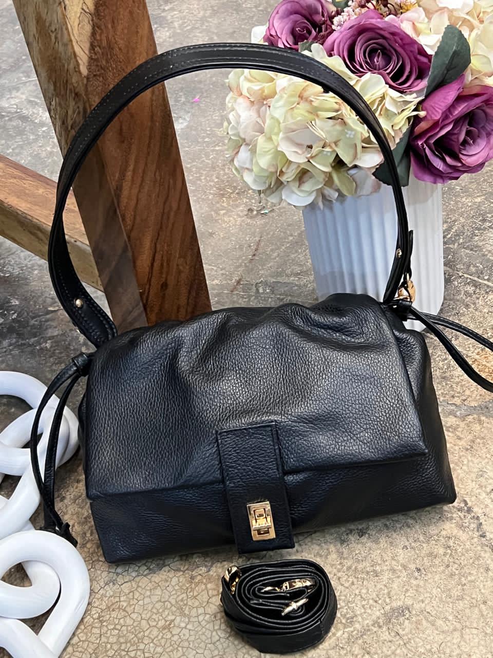 BOLSO 100% PIEL LETONIA NEGRO
