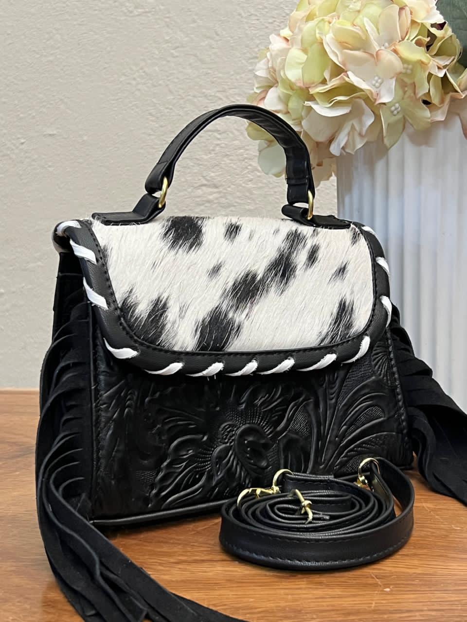 CROSSBODY FABIOLA PELO Y BARBAS VARIABLE PIEL NEGRO
