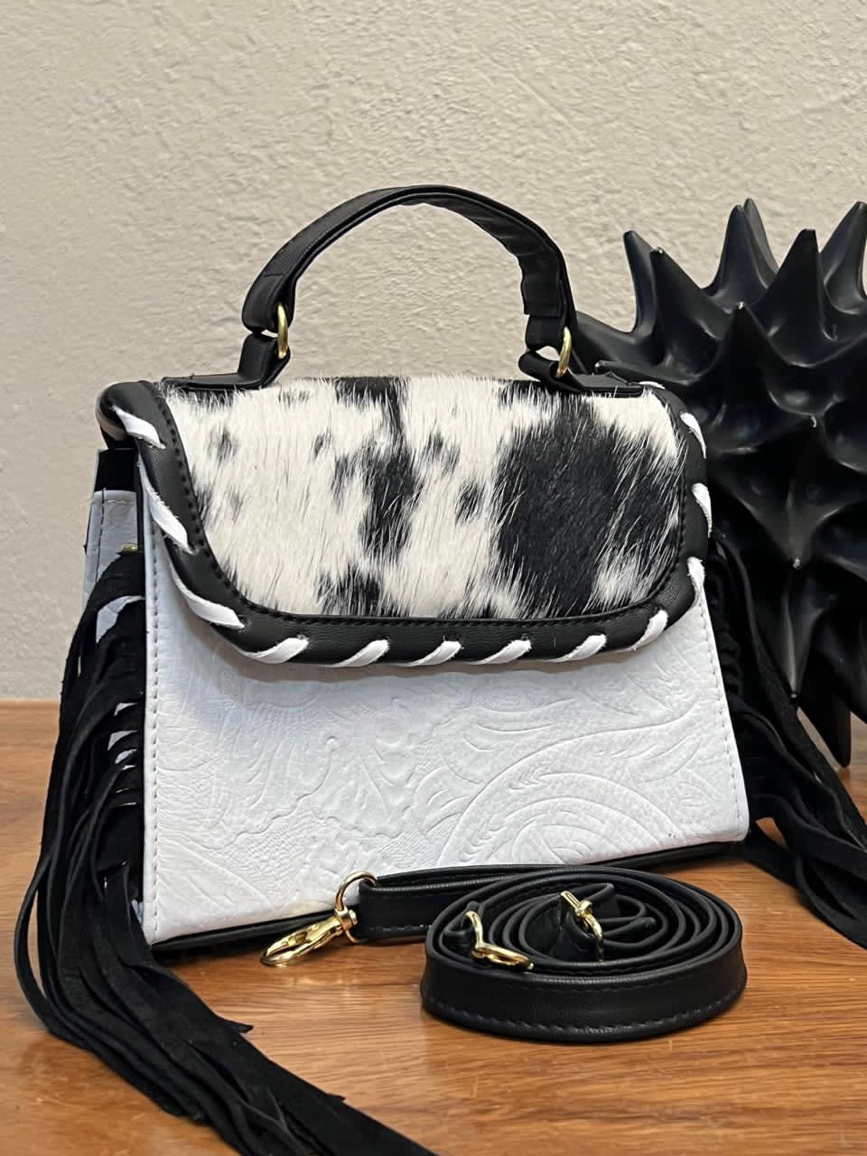 CROSSBODY FABIOLA PELO Y BARBAS VARIABLE PIEL BLANCO
