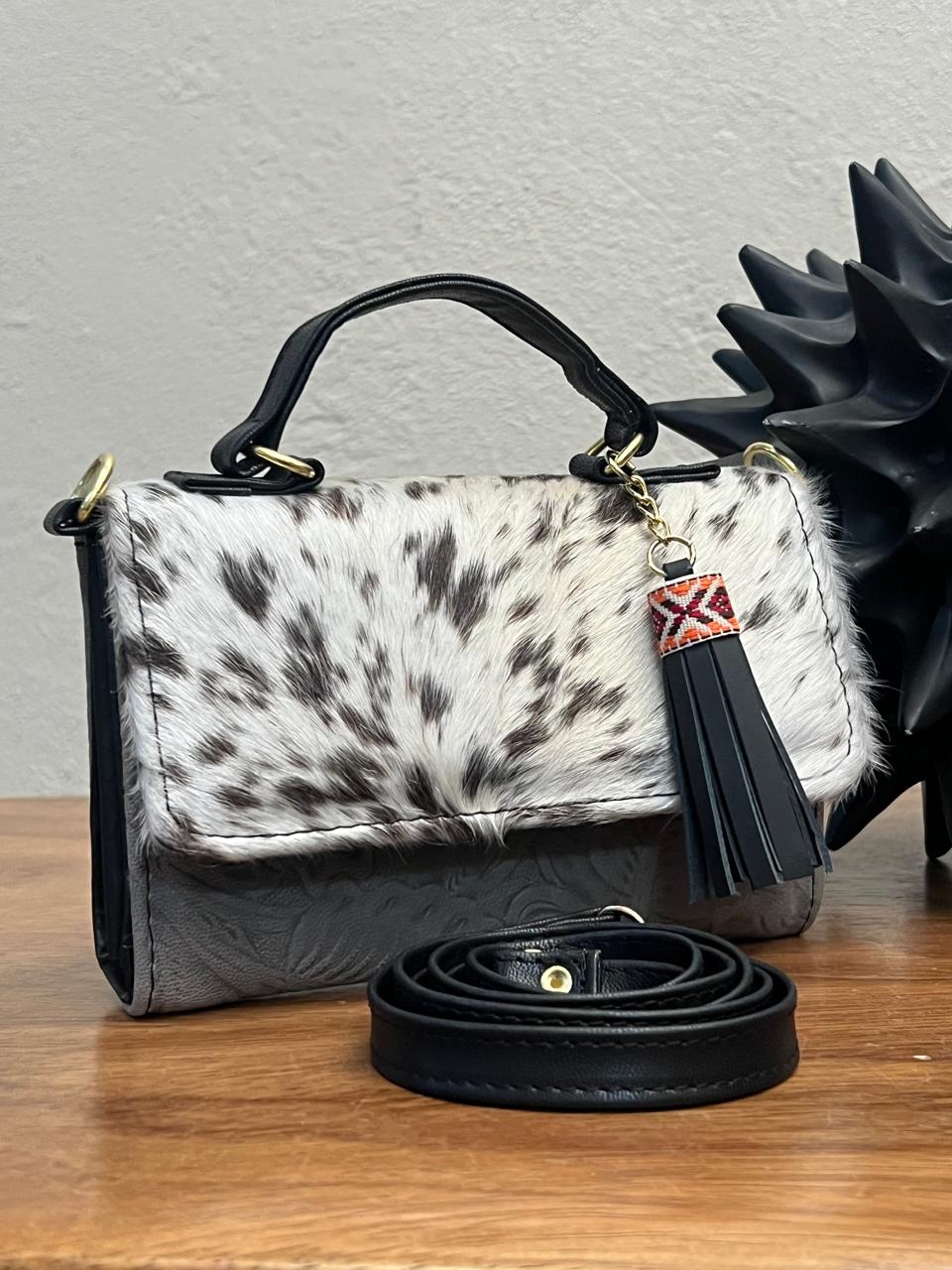 CROSSBODY DELIA 1 CHICA PELO VARIOS FLORES GRIS