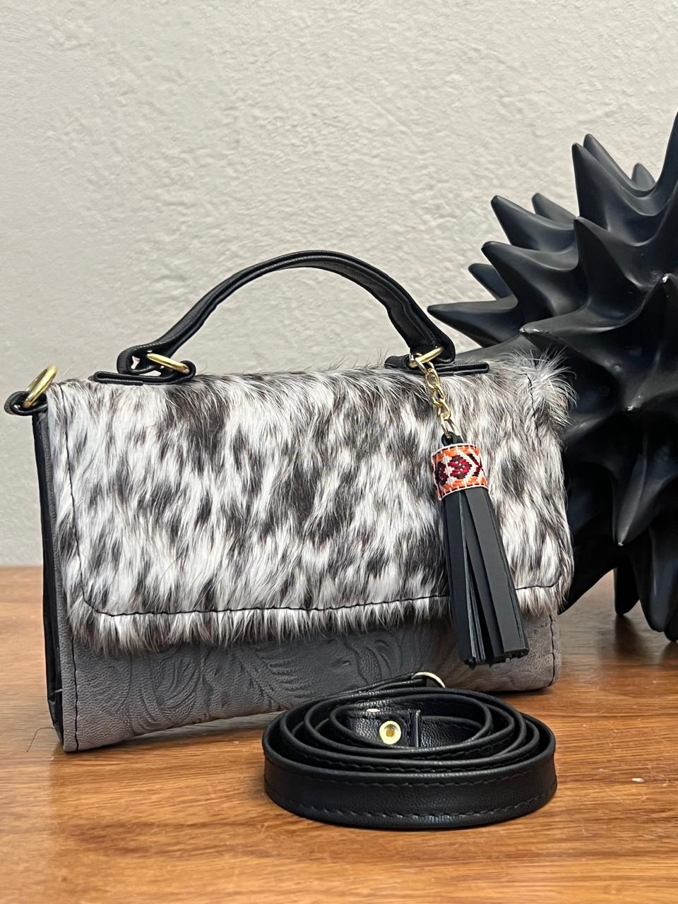 CROSSBODY DELIA 1 CHICA PELO VARIOS FLORES GRIS