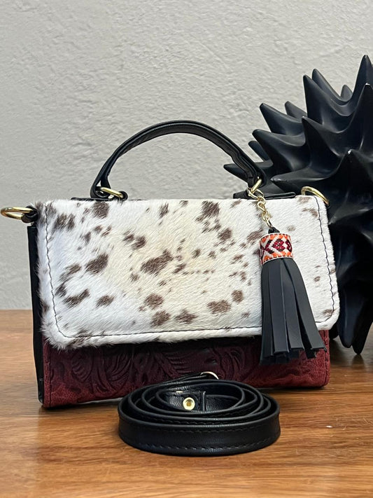 CROSSBODY DELIA 1 CHICA PELO VARIOS FLORES BURDEOS