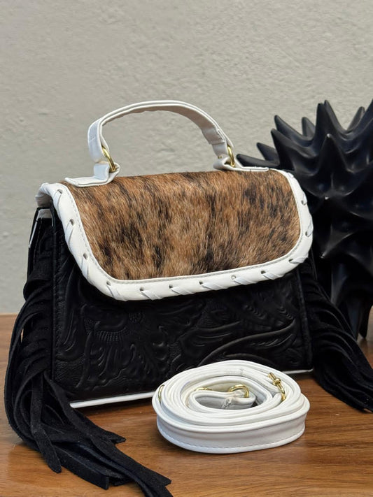 CROSSBODY FABIOLA PELO Y BARBAS VARIABLE PIEL NEGRO