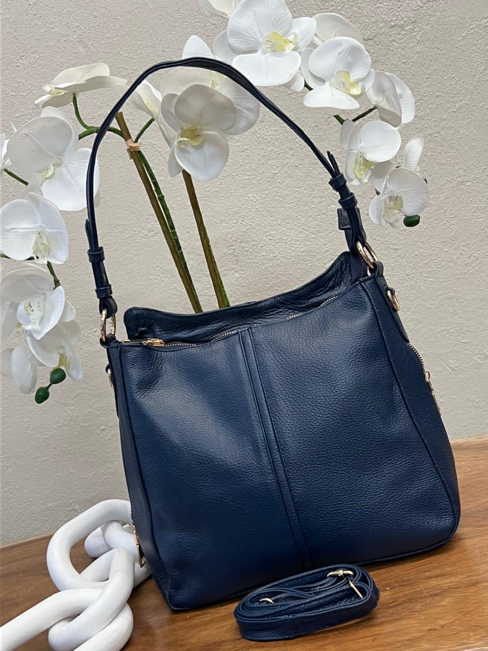 BOLSO 100% PIEL PARIS AZUL MARINO