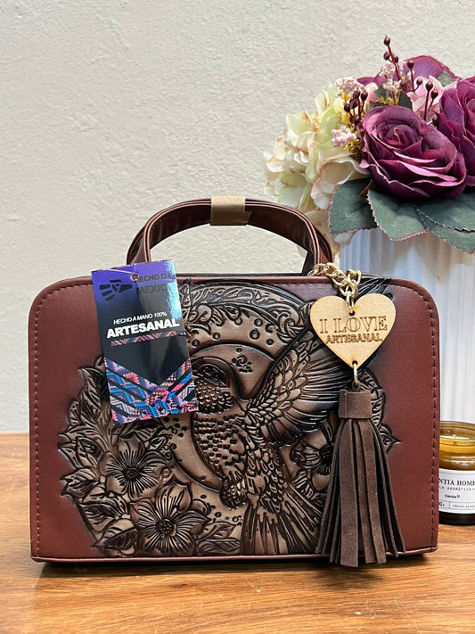 CROSSBODY ARTESANAL TANIA GRABADO COLIBRI COMINO