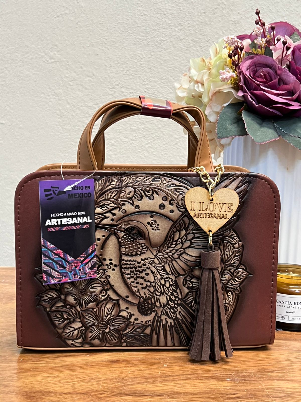 CROSSBODY ARTESANAL TANIA GRABADO COLIBRI COMINO