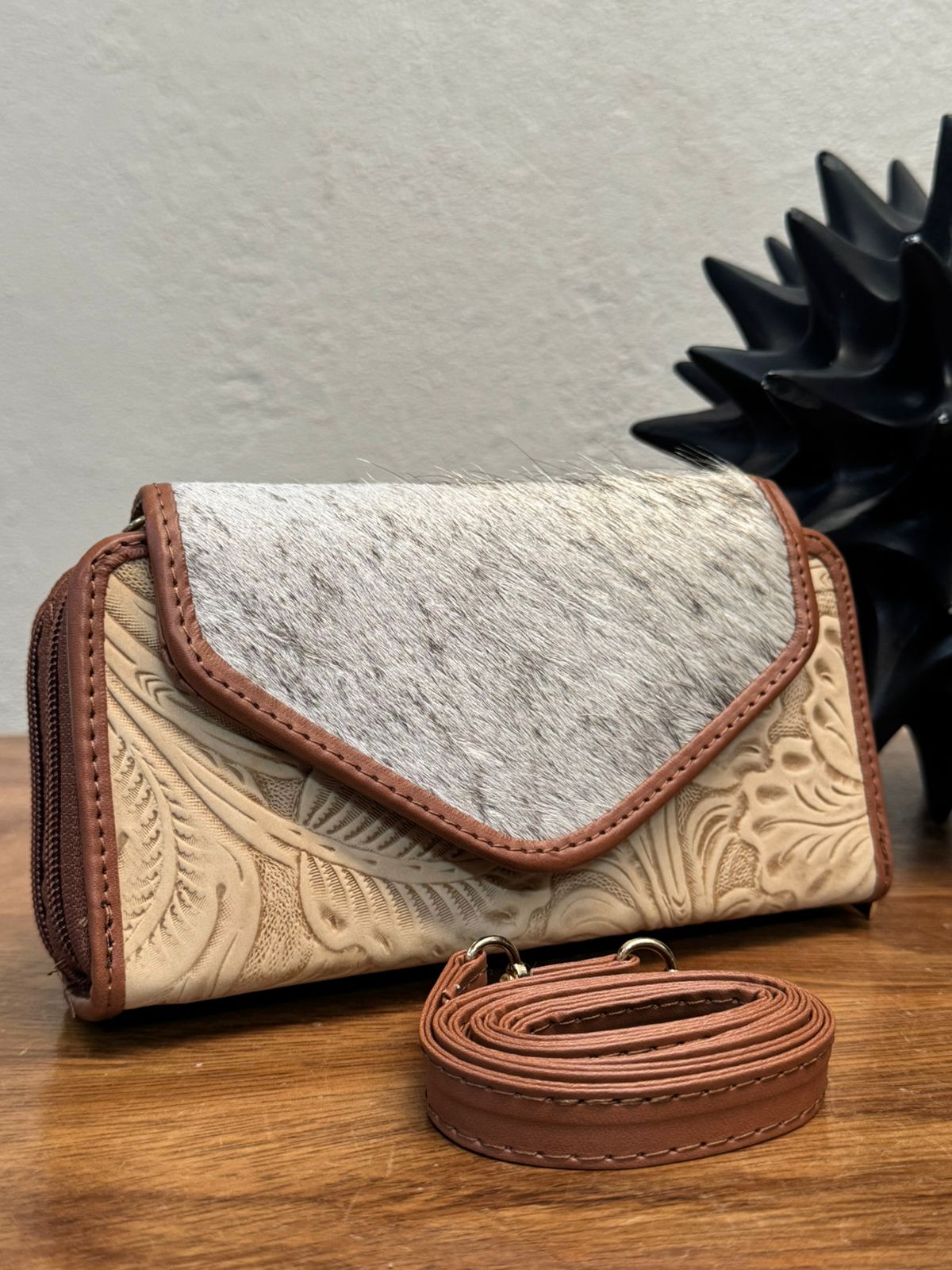 CARTERA PIEL TAPA PELO VARIABLE PIEL VAINILLA