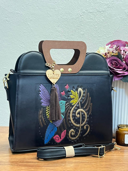BOLSA ASA MADERA COLIBRI NEGRO