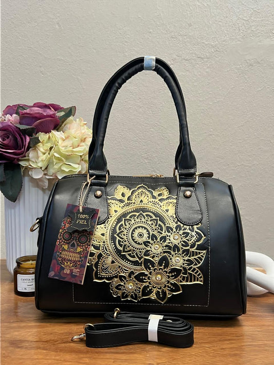 UB MOD ARTESANAL LOLITA MANDALA DORADO PIEL NEGRO