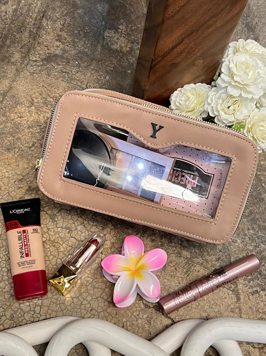 COSMETIQUERA DOBLE CIERRE MICA MAQUILLAJE