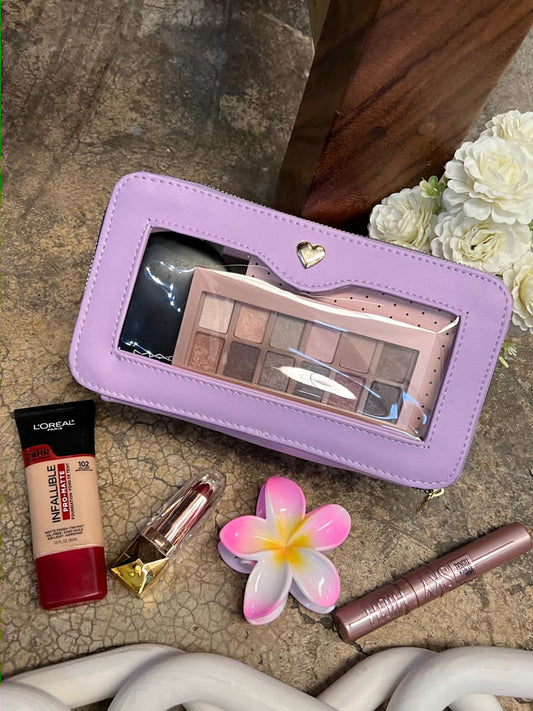 COSMETIQUERA DOBLE CIERRE MICA LILA