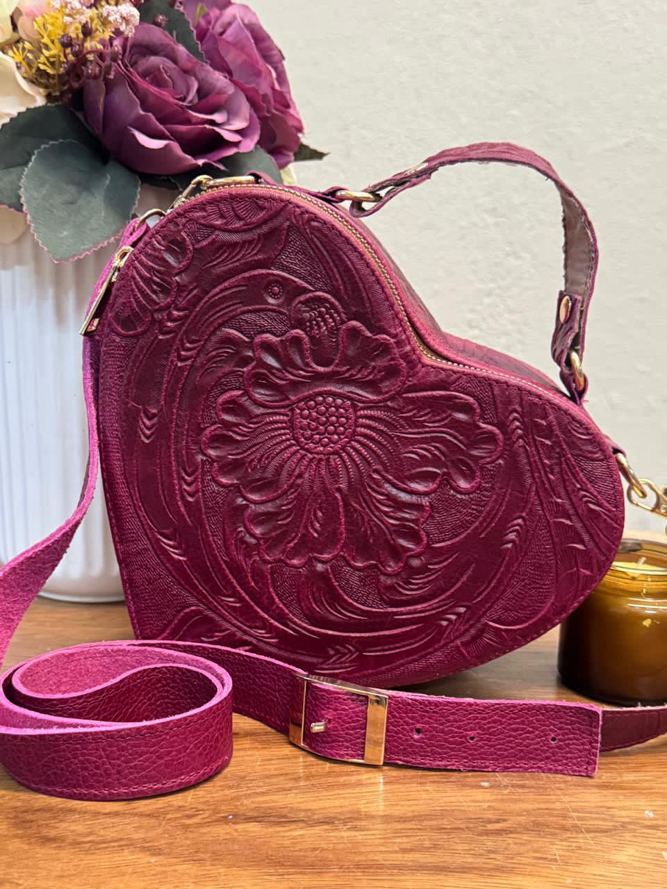 BOLSO CORAZON DE PIEL FIUSHA
