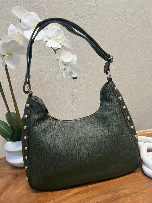 BOLSO 100% PIEL LONDRES VERDE MILITAR