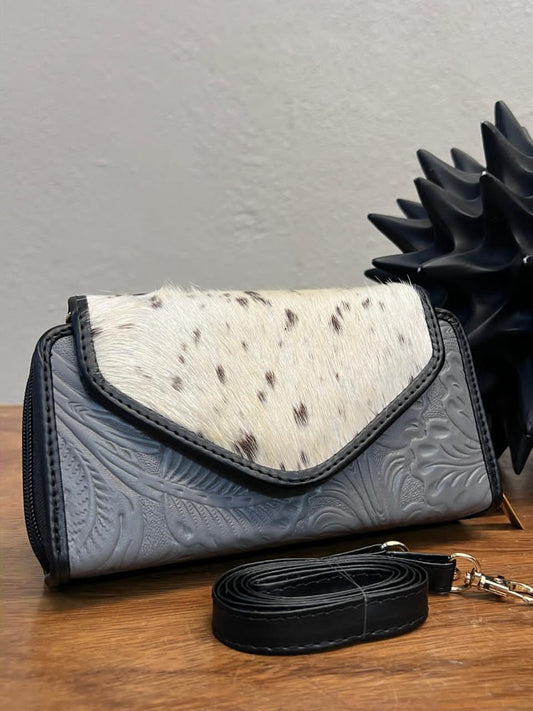 CARTERA PIEL TAPA PELO VARIABLE PIEL GRIS