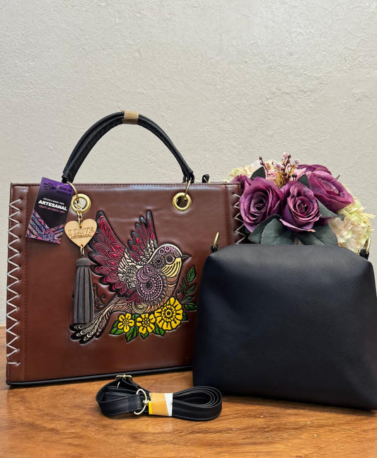 COMBO NATALIA PAJARITO CAMEL/NEGRO