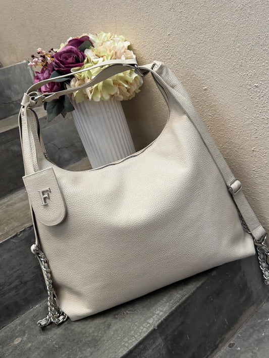 MOIRA DE PIEL COLOR HUESO H/PLATA