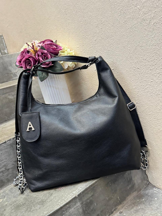 MOIRA DE PIEL COLOR NEGRO H/PLATA