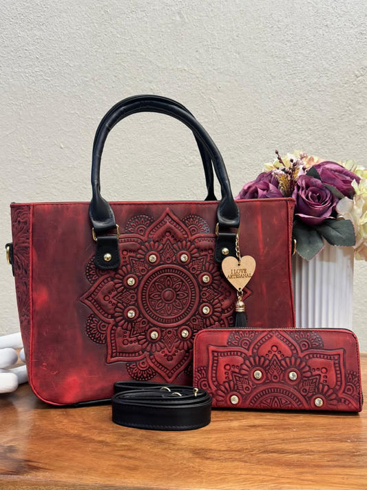 DUO CARTAGENA MANDALA PIEL GRASO ROJO DIFUMINADO